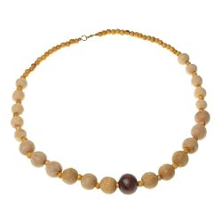 Anita's Choice Wood Beaded Long Collar Necklace