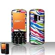 ZTE Agent E520 Colorful Zebra Rubberized Hard Case Snap on Cover Protector Sleeve + LCD Protector + Free Biodegradable Screen wipe