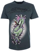 Ed Hardy Mens T-Shirt Snakes and Swords Grey