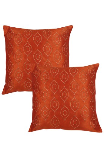 Imagen 1 de Bordado Indian Home Decor tradicional hecha a mano de seda Cushion cover set tamaño 16 X 16 pulgadas Juego de 2 piezas