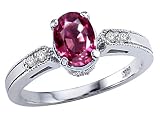 1.04 cts Genuine Pink Tourmaline and Diamond Ring - 14kt White or Yellow Gold