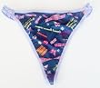 Ladies Stretch Thong G-String Panties with Triangle Back in Cute Fun Rock Print - One Size Fits Most
