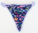 Ladies Stretch Thong G-String Panties with Triangle Back in Cute Fun Rock Print - One Size Fits Most