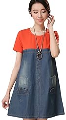 Short Sleeves Fitted Summer Cotton/Denim  Dress