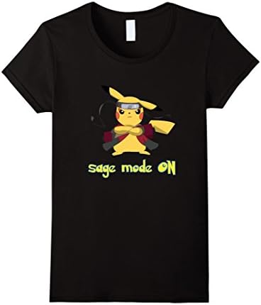 Women's Pika-Chu Sage Mode On Naru-To Funny Go Poke Tshirt Medium Black