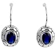 Sterling Silver Blue Sapphire Cubic Zirconia Earrings, Size: 12 mm
