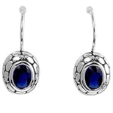 Sterling Silver Blue Sapphire Cubic Zirconia Earrings, Size: 12 mm