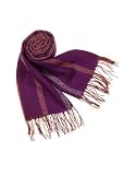 Marina D'Este Ethnic Pattern Fringed Wool Stole Violet