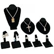 Necklace Earring Ring Jewelry Display Black 8 Pc Set