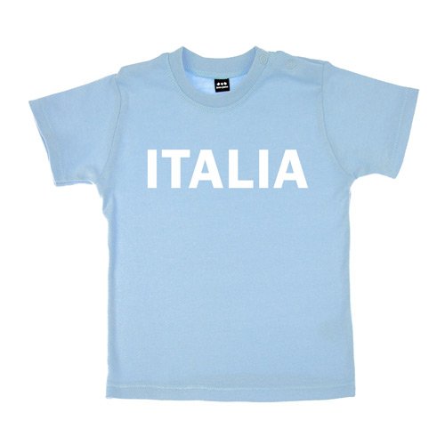 Baby – Kleinkinder T-Shirt – Italia Italien – Textil skyblue / Motiv weiss Gr. 12-18 Monate