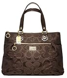 Coach Poppy Signature Lurex Glam Tote Chocolate Brown