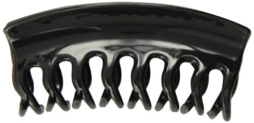Caravan Large Conventional Hair Claw Covered Spring With Wave And Rounded Teeth In Black