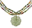 14k Gold Filled Multi-Color Jade Beaded Necklace w/ Jade Flower Pendant, 18"