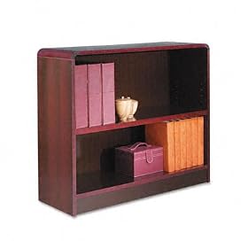 Mahogany Veneer 2-Shelf Radius-Cornered Bookcase