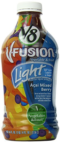V8 V-Fusion Light, Acai Mixed Berry, 46 Ounce (Pack of 6)