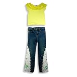 Beautiful Girl - Girls Short Sleeve Denim Pant Set, Yellow, Blue