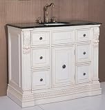 Upperclass Furniture P5440-03A-W Sink Cabinet White Under Mount Sink- 3Cm Black Granite Counter Top