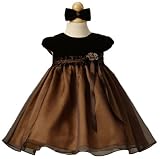 Irresistible New Velvet Organza Dress & Headband (Brown, Burgundy or Black)