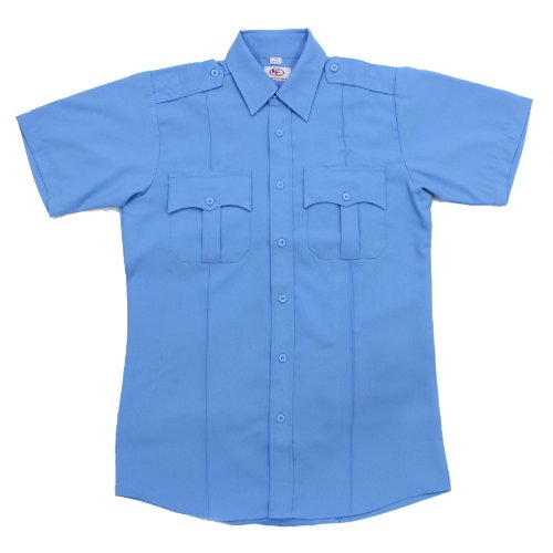 First Class 100% Polyester Short-Sleeve Men's Uniform Shirt Light Blue