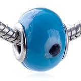 Pandora Bead & Bracelet Fit - Evil Eye Pattern Blue Dot Beads