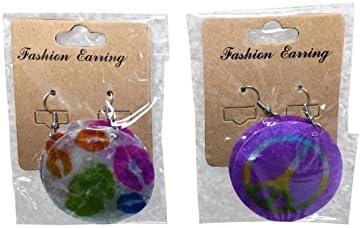 Pretty Dyed Pearl Dangle Shell Earrings - Set of Two (Peace &amp; Love)