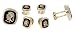 Gold plated and black cufflinks and shirt stud set