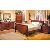 IMAGE OF Louis Phillippe Full Sleigh Bedroom Set in Medium Cherry