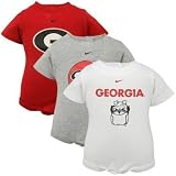 Nike Georgia Bulldogs Infant White, Ash & Red 3-Pack Creeper Set 