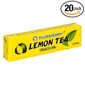 Tearrow Lemon Tea Chewing Gum, 0.53-Ounce Packs (Pack of 20)