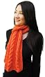 Handmade Soft Acrylic Scarf - Knitting Masterpiece - Cable Collection in Pumpkin-orange (100% Knitted By Hand)