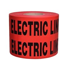 Presco B6104R6-658 1000' Length x 6" Width x 4 mil Thick, Polyethylene, Red with Black Ink Non-Detectable Underground Warning Tape, Legend "Caution Buried Electric Line Below" (Pack of 4)