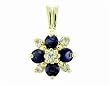 Ladies 0.12ct Diamond and 0.50ct Blue Sapphire Flower Cluster Pendant