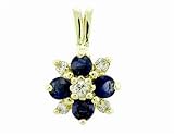 Ladies 0.12ct Diamond and 0.50ct Blue Sapphire Flower Cluster Pendant