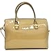 Dasein Shiny Patent Faux Leather Barrel Body Satchel Handbag Shoulder Bag