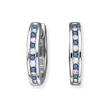 10K White Gold 1/4 ct. Alternating Blue and White Diamond Huggie Earrings