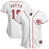 MLB Women's Cincinnati Reds Joey Votto White Home Short Sleeve 5 Button Synthetic Replica Baseball Jersey Spring 2012  (White, Medium)