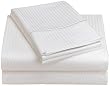 Renaissance Collection 600-Thread-Count Woven Cotton Stripe Queen Sheet Set, White