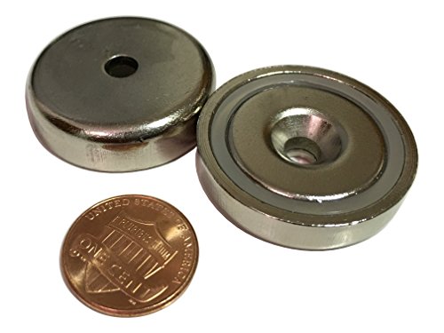 Nexlevl Extreme Power Neodymium Round Base Magnets - 88lb Holding Force - 1.26" Diameter - Industrial Strength Rare Earth Magnets - Countersunk Hole for #10 Bolt - 2 pcs