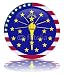 Wallmonkeys Peel and Stick Wall Decals - Indiana State round Flag Button (usa America Vector Reflect