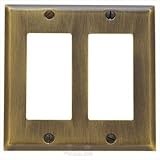 Baldwin 4741.050.CD 4.5-Inch x 4.5-Inch Beveled Edge Double GFCI, Satin Brass and Black