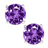 1.50 Ct Purple Amethyst Sterling Silver 6.00mm Earrings