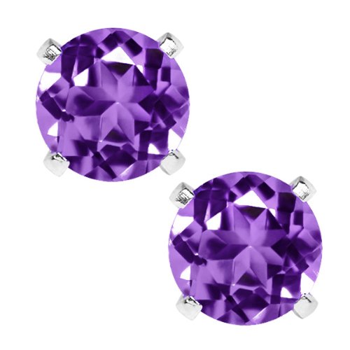 1.50 Ct Purple Amethyst Sterling Silver 6.00MM Earrings