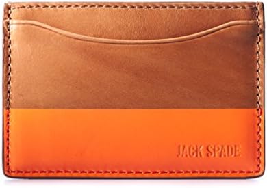 Jack Spade Mens Dipped Leather Credit Card Holder - 3.9 Inches, Brown/Orange
