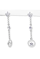 Cubic-zirconia Rhodium Finish Sterling Silver Earrings