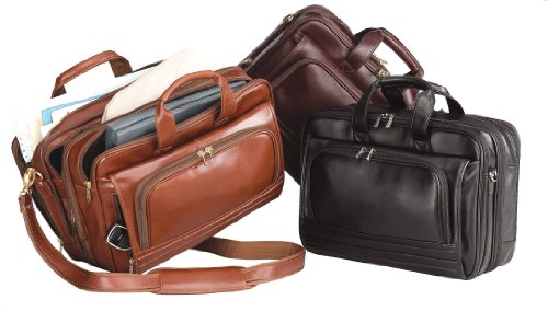 Expandable Soft Leather Briefcase /Compucase Bellino