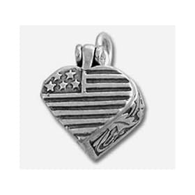 American Flag Heart Prayer Box Sterling Silver Charm by CharmingChick.com