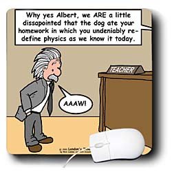 Londons Times Famous People Places Books Cartoons - Young Einstein School Problem - Mouse Pads