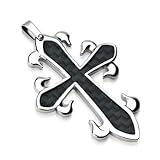 Spikes 316L Stainless Steel Black Carbon Fiber Celtic Cross Pendant