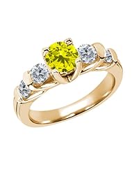 1.68 Ct Round Canary and G/H Diamond 18K Yellow Gold Ring