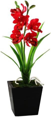 10" Real Touch Stargazer Cymbidium Orchids Artificial flower made from Clay (Red)